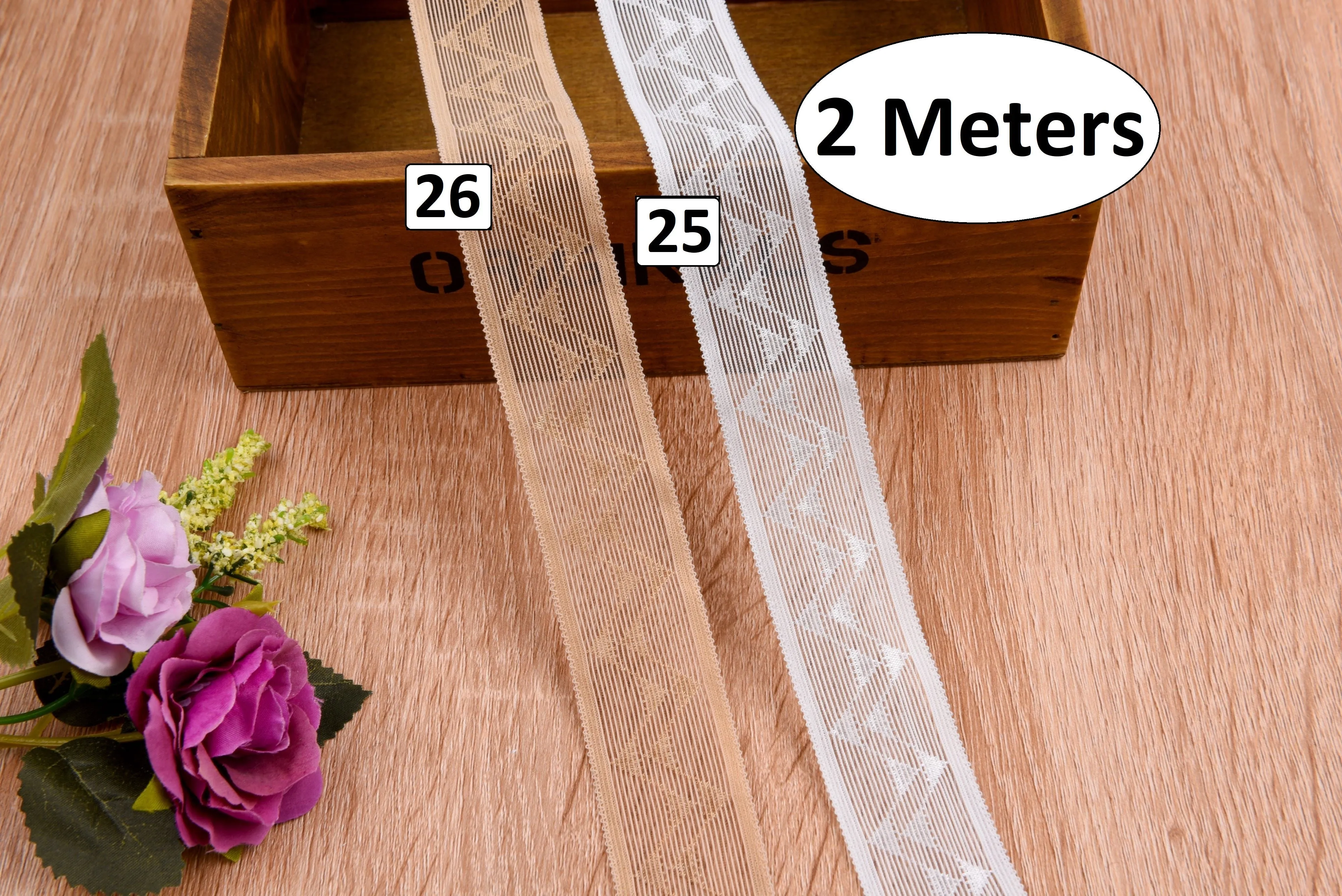 ( 2 Meters Pack ) Decorative Elastic Trim with Lace Edging - Scallop Edging,  Bra, Underwear Clothing Accessories