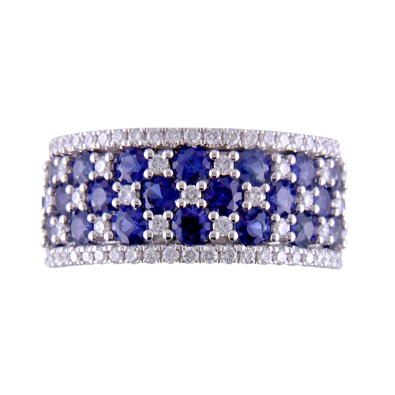 18k White Gold Sapphire & Diamond Wide Right Hand Cocktail Ring