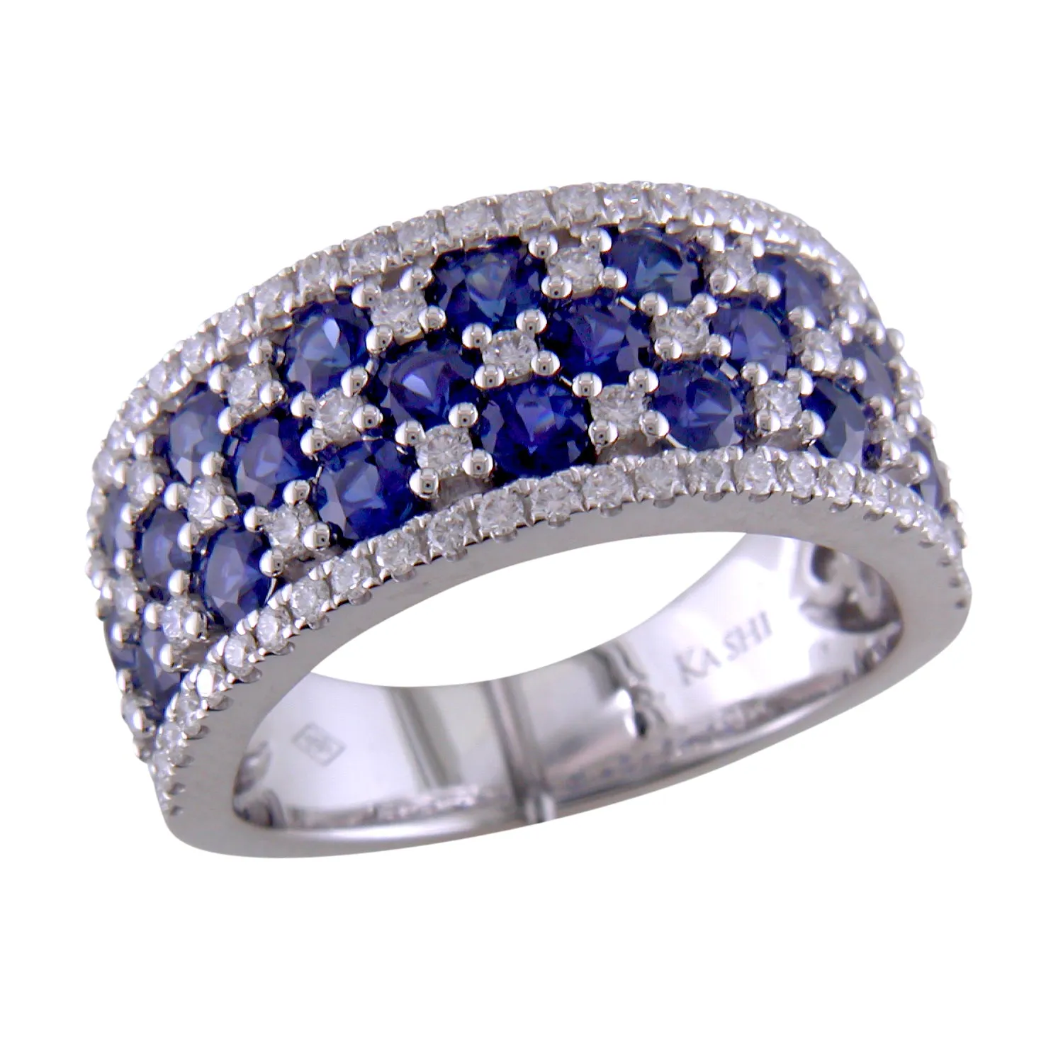 18k White Gold Sapphire & Diamond Wide Right Hand Cocktail Ring