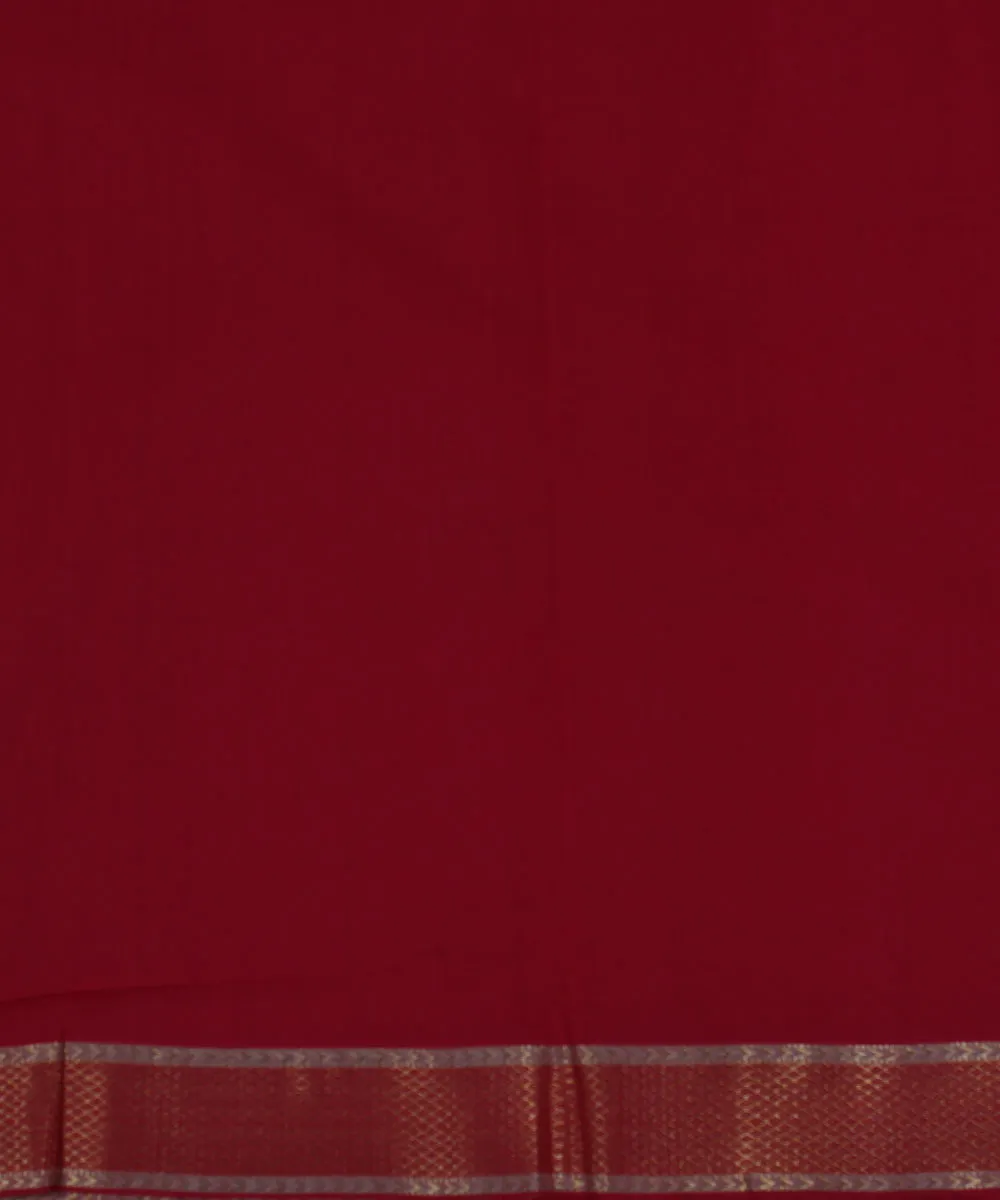 1m Handwoven Red Zari Mangalagiri Cotton Fabric