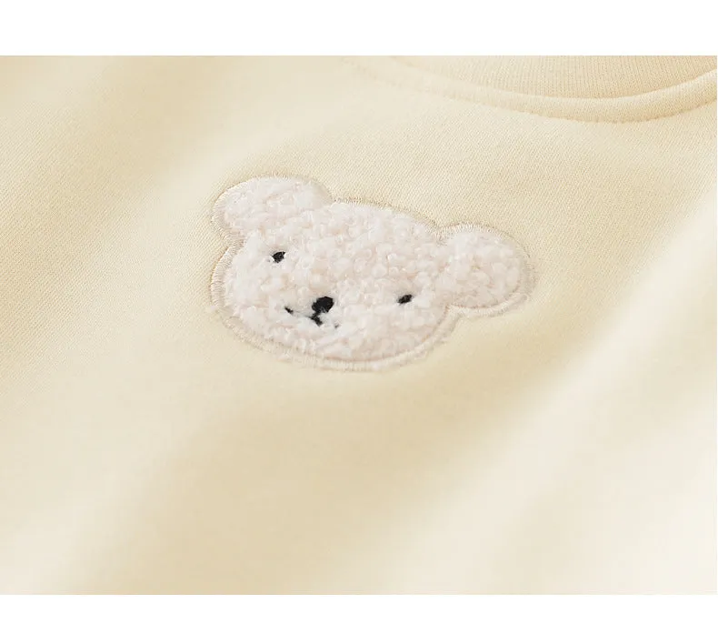 2022 Winter Infant and Toddler Solid T-Shirt Baby Plush Thickened Bear Head Pullover Undercoat