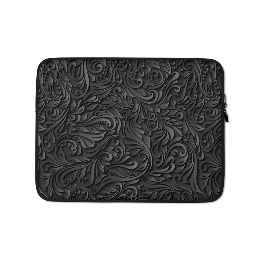 3D Black Ornament Pattern Laptop Sleeve