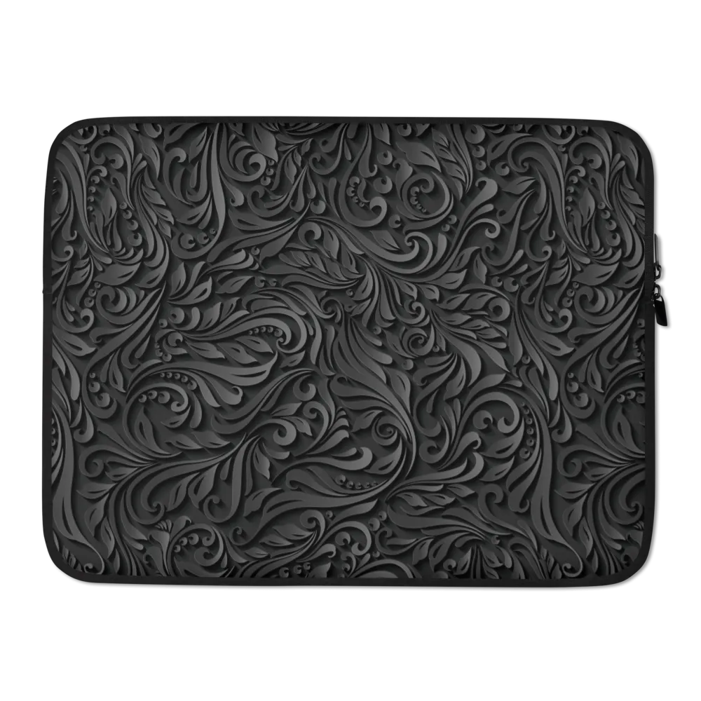 3D Black Ornament Pattern Laptop Sleeve