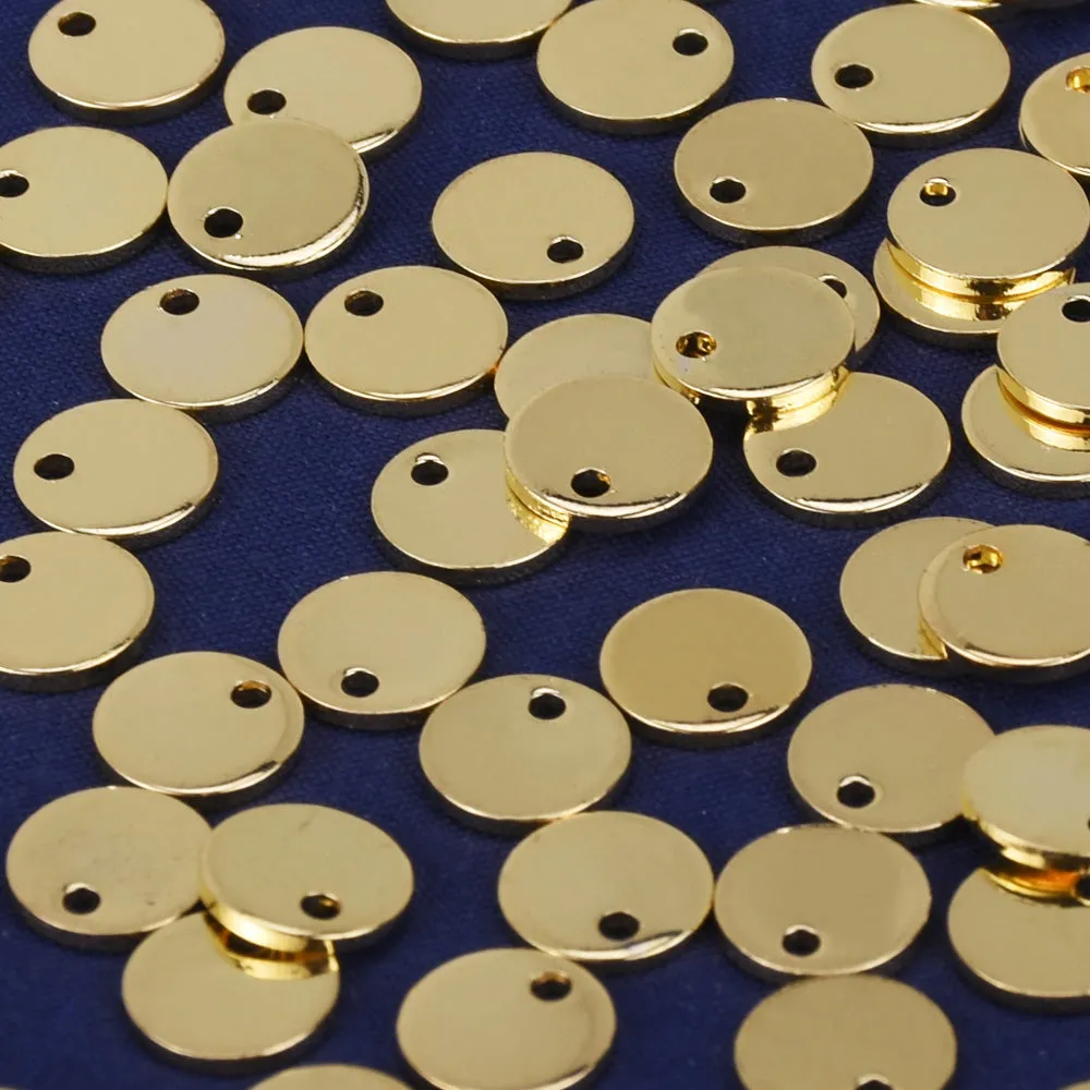 5/16 Brass Round Stamping Blank Disc with 1 Hole Charms Bulk Stamping Supplies 10pcs 102271