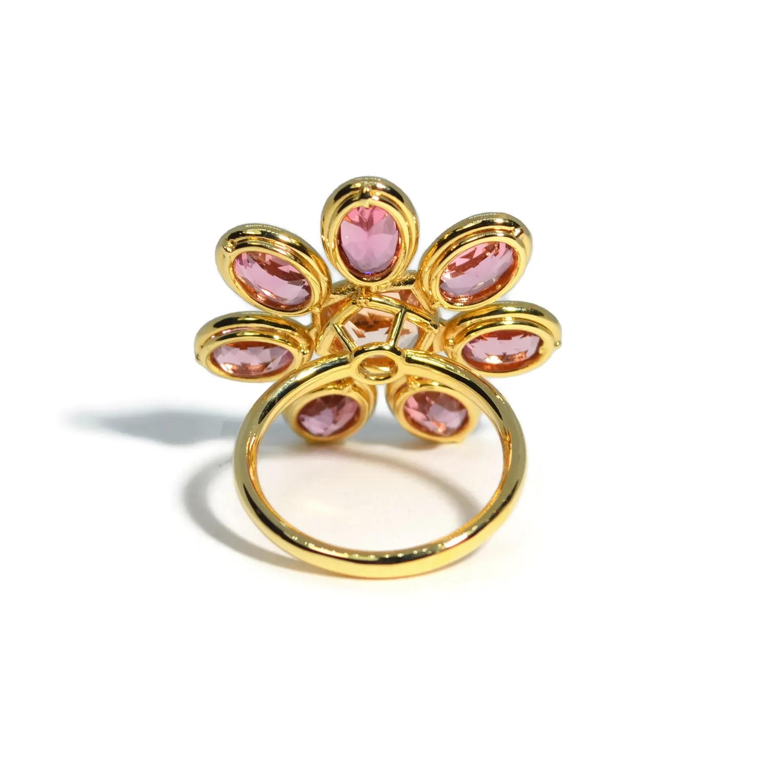 A & Furst - Fiori - Cocktail Ring with Pink Tourmaline and Morganite, 18k Yellow Gold