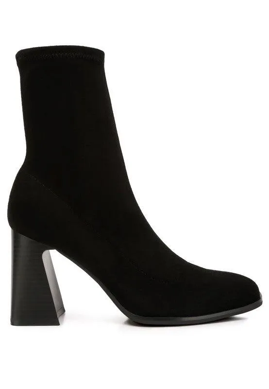 Aandid High Ankle Flared Block Heel Boots