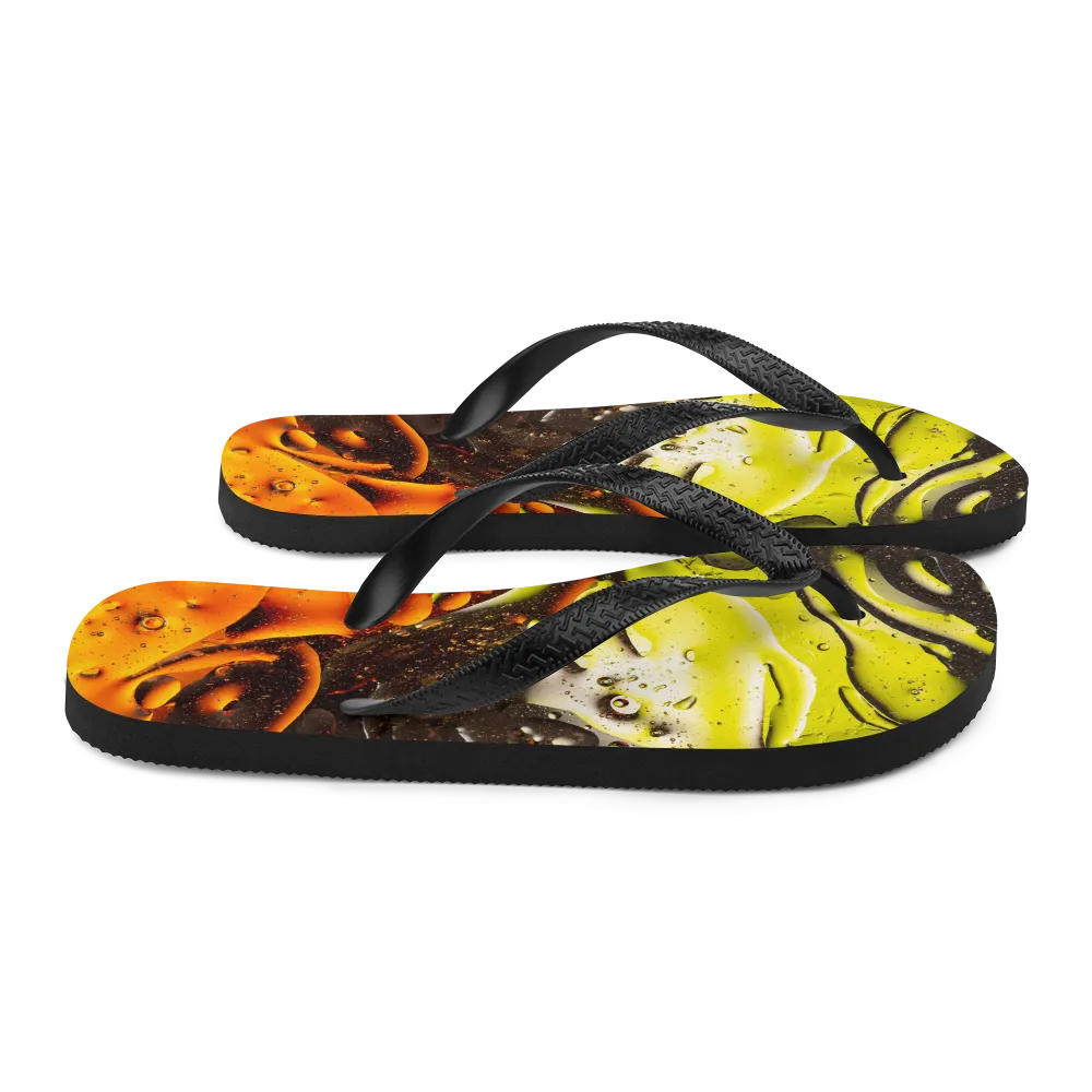 Abstract 02 Orange Lime Flip-Flops