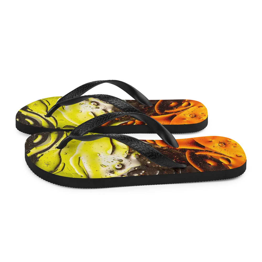 Abstract 02 Orange Lime Flip-Flops