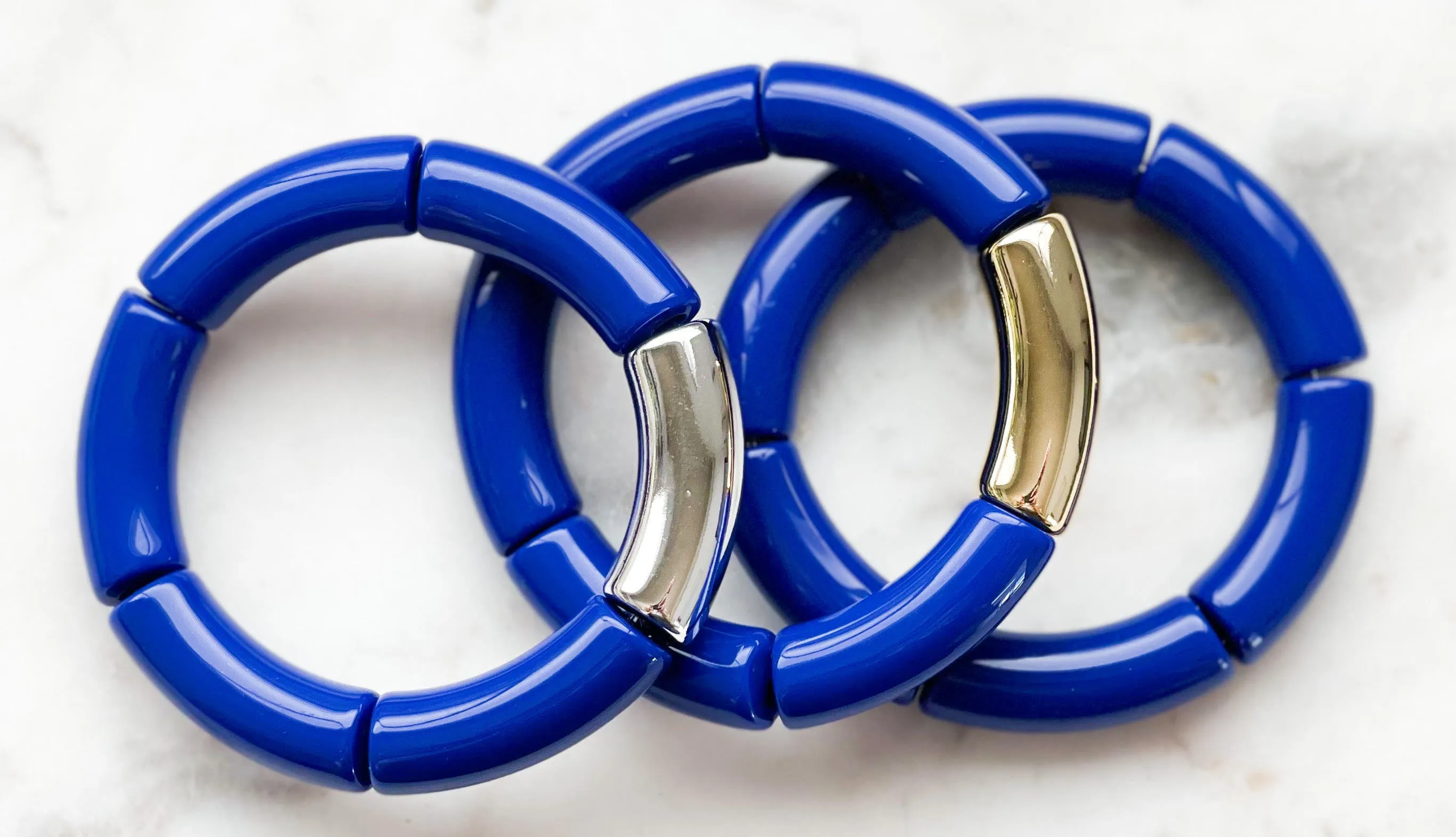 Acrylic Bamboo Bangle Bracelet Royal Blue