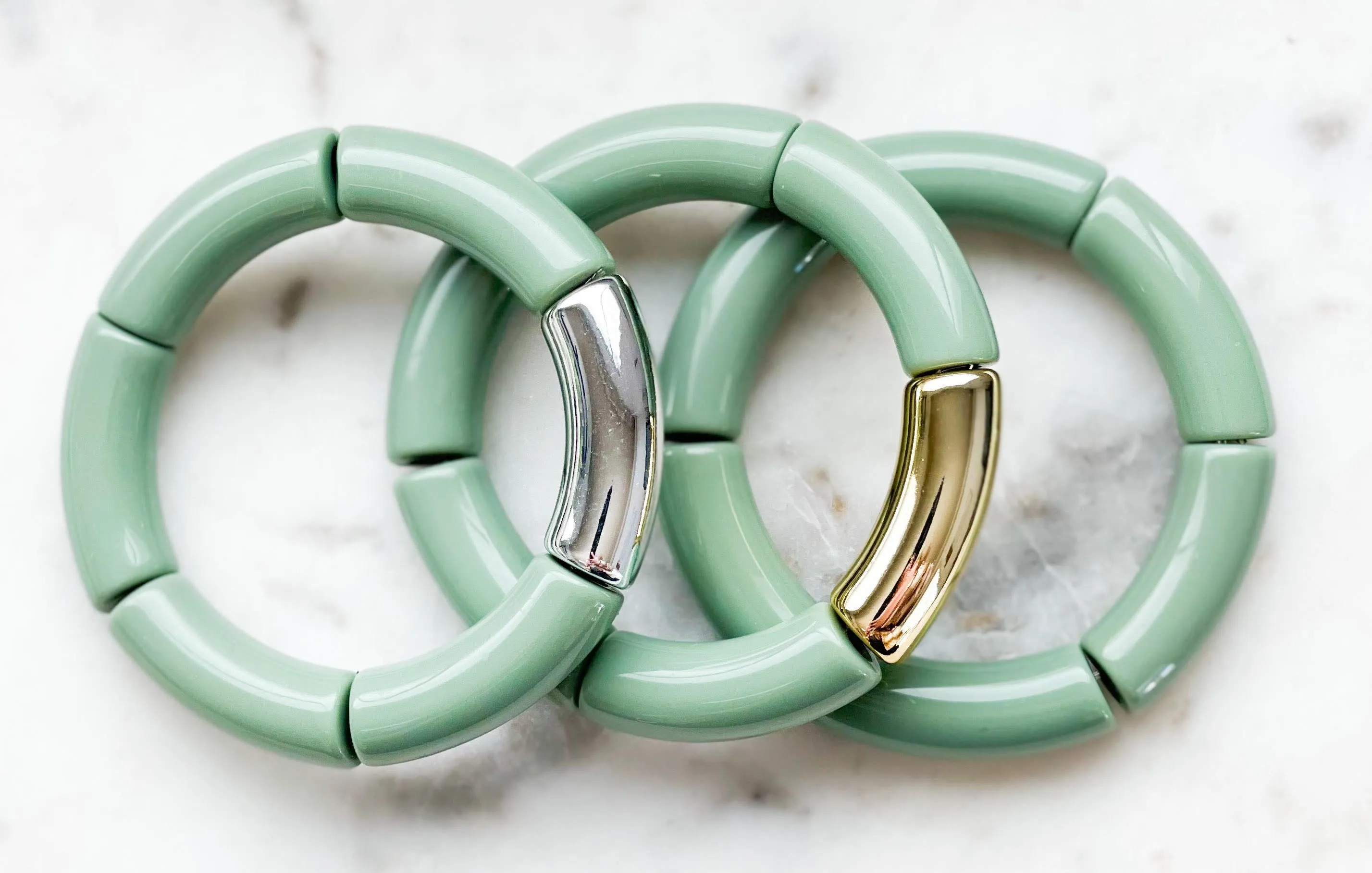 Acrylic Bamboo Bangle Bracelet Sage