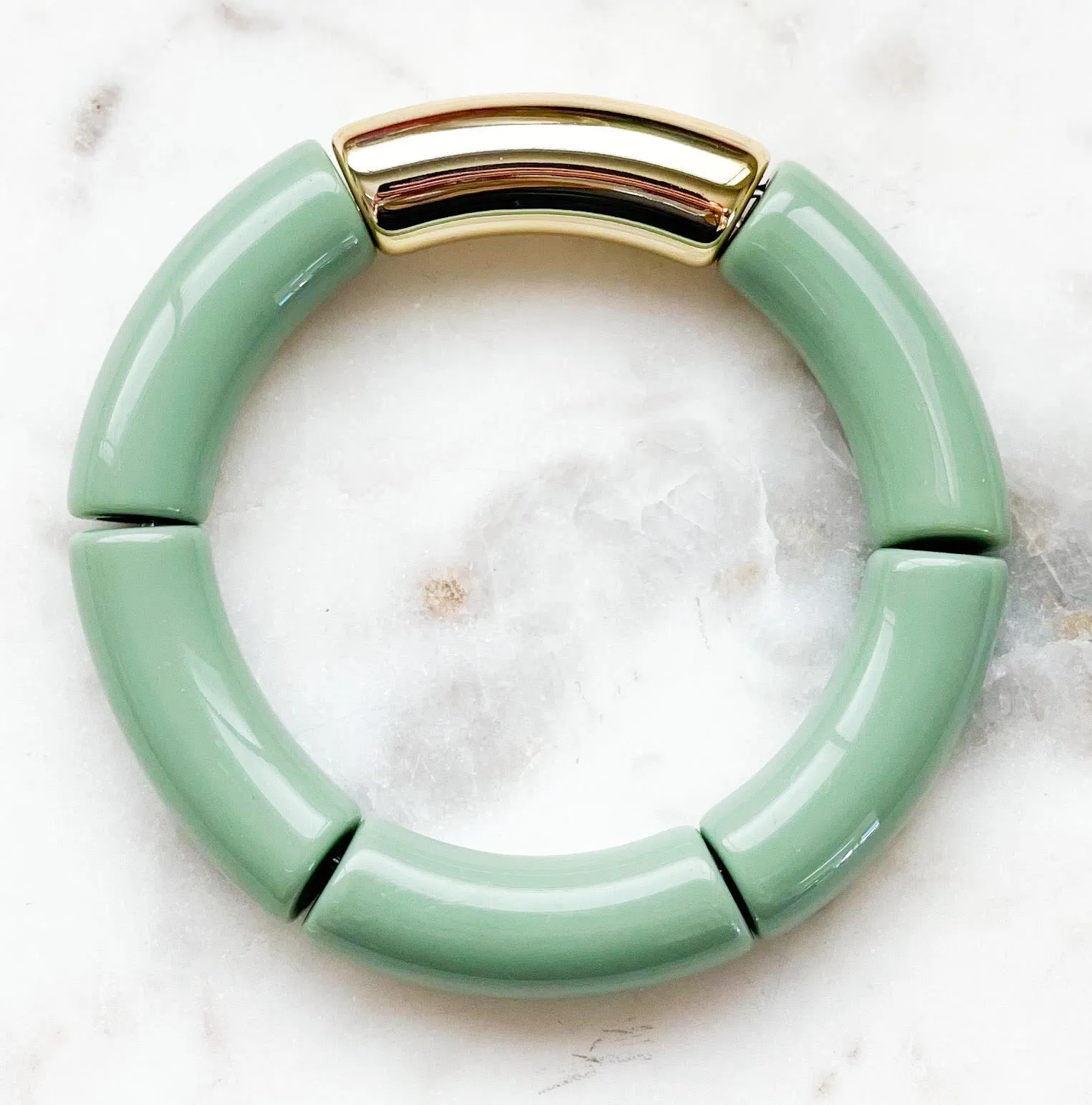 Acrylic Bamboo Bangle Bracelet Sage