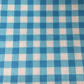 Aqua Blue White Gigham Checkered Poly Cotton Fabric