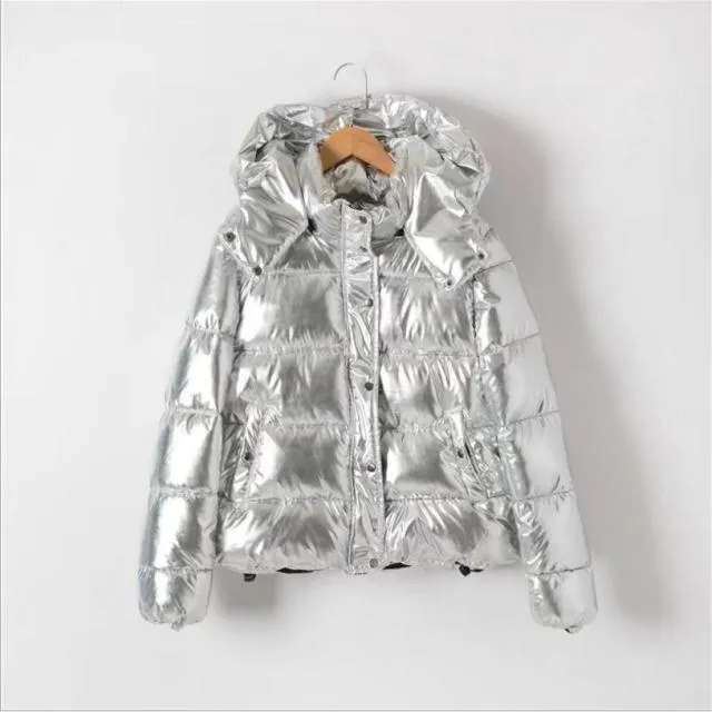 Ashoreshop Ladies Long sleeve Silver Thick Parka Winter Jacket