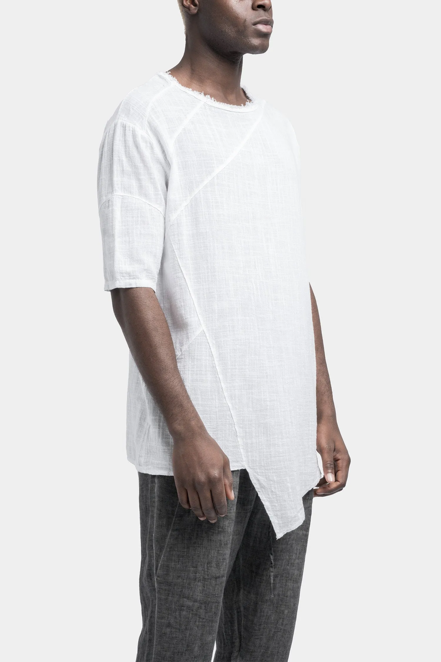 Asymmetrical cotton t-shirt, White