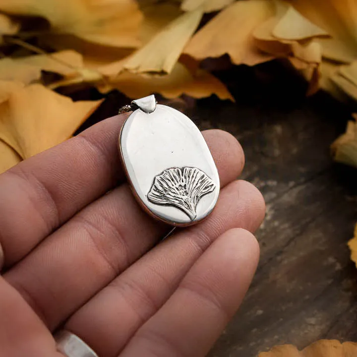 Autumn Creek X- Sterling Silver, Gold and Resin Ginkgo Leaf Necklace