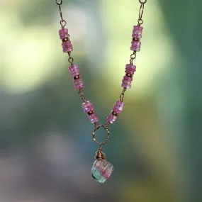 Autumn In Abundance - Tourmaline and Pink Sapphire Gold Necklace