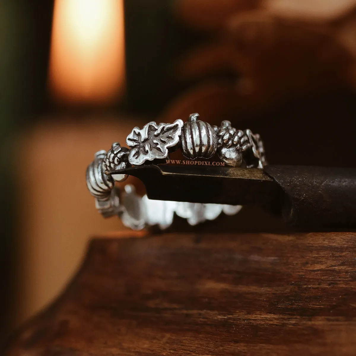  Autumn Is Calling Pumpkin & Acorn Boho Wreath Ring