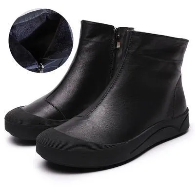 Babakud Retro Flat Bottom Hollow Leather Boots