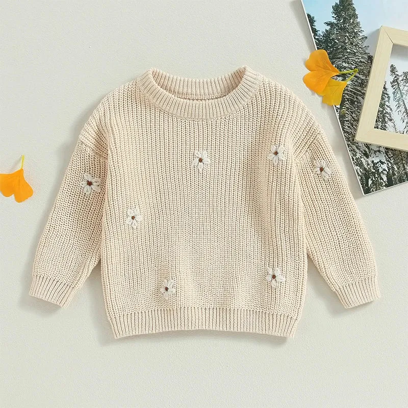 Baby/Little Kids Sweater - White Floral Accent