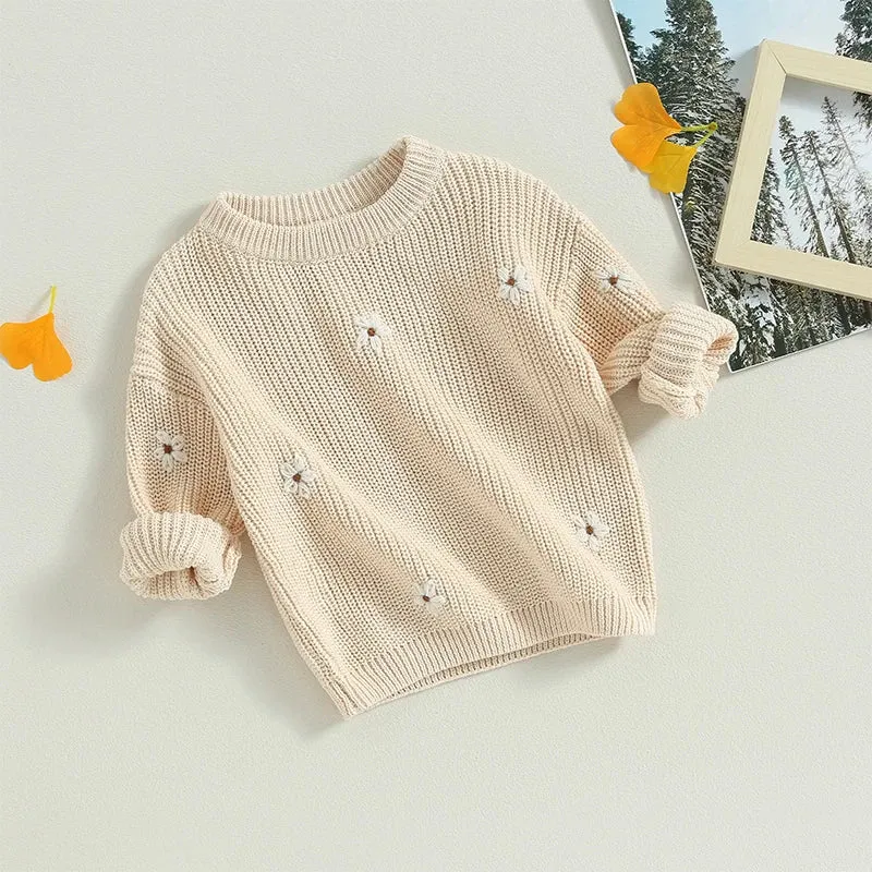 Baby/Little Kids Sweater - White Floral Accent