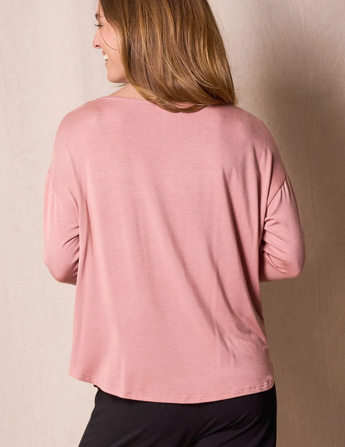 Bamboo Dolman Long Sleeve Tee - Rosewater