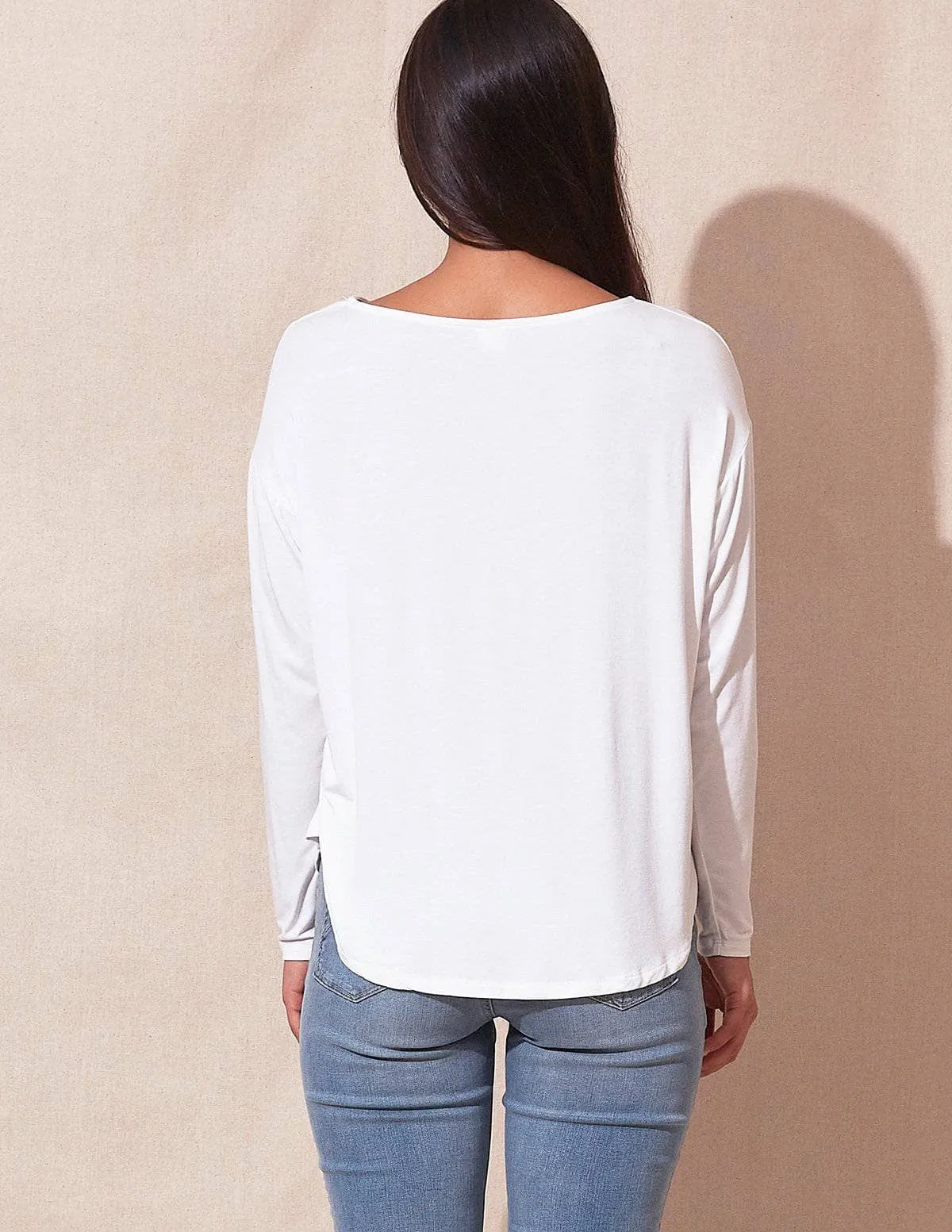 Bamboo Dolman Long Sleeve Tee - Soft White