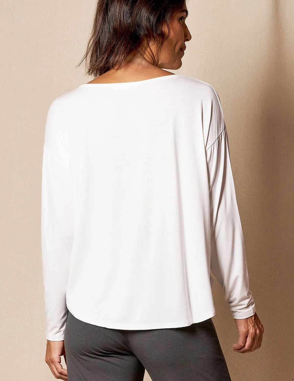 Bamboo Dolman Long Sleeve Tee - Soft White