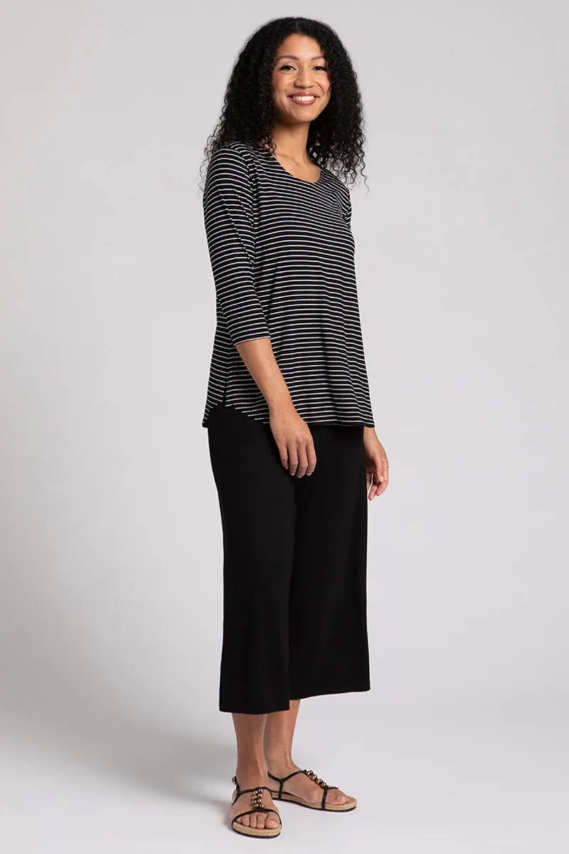 Bamboo Go To Classic T Relax | Blk/Wht Pinstripe