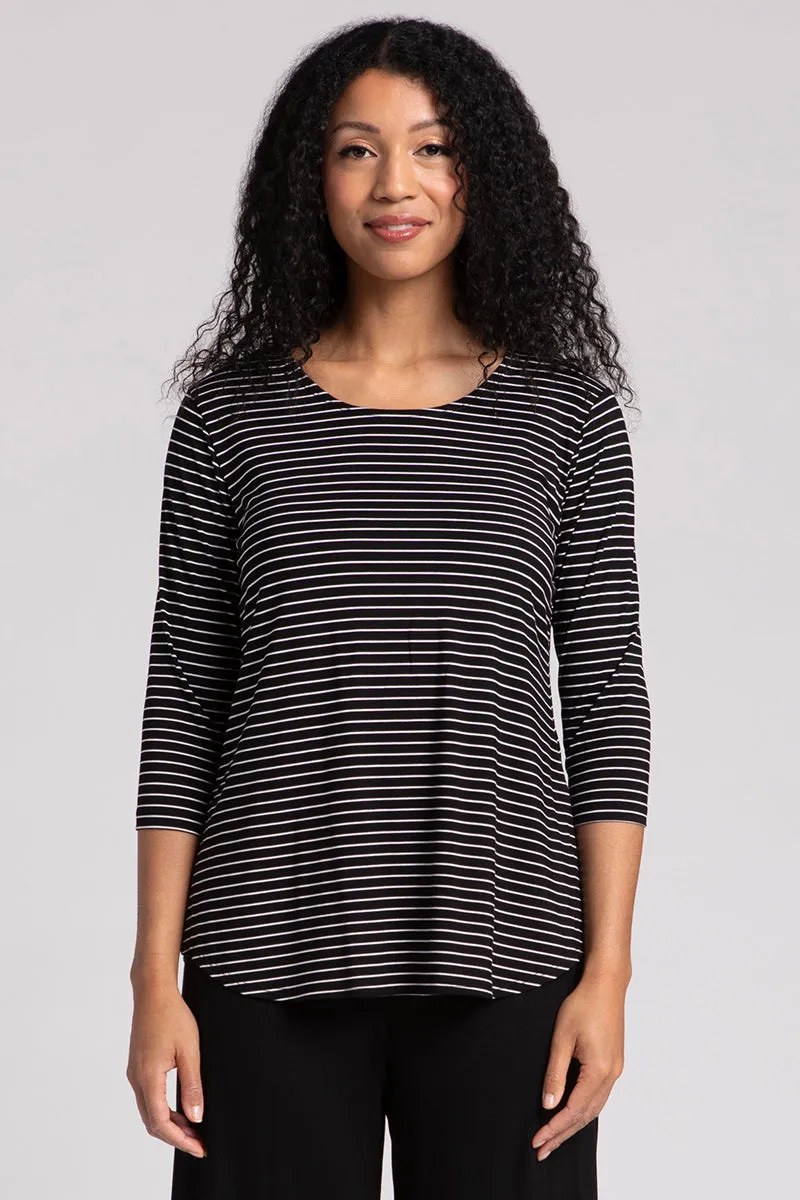 Bamboo Go To Classic T Relax | Blk/Wht Pinstripe