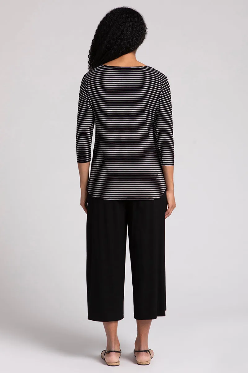 Bamboo Go To Classic T Relax | Blk/Wht Pinstripe