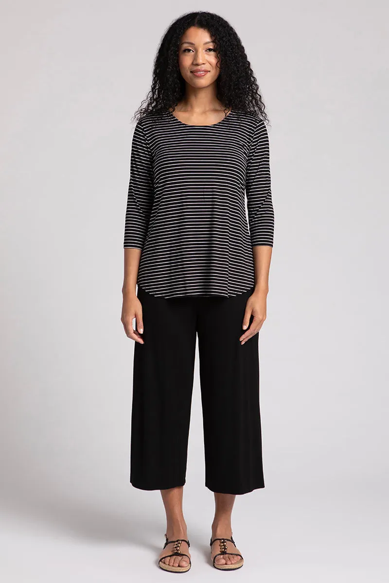 Bamboo Go To Classic T Relax | Blk/Wht Pinstripe