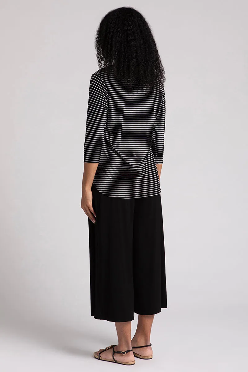 Bamboo Go To Classic T Relax | Blk/Wht Pinstripe