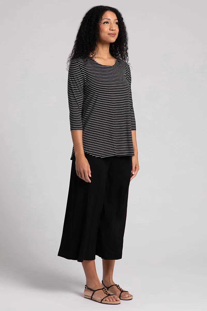 Bamboo Go To Classic T Relax | Blk/Wht Pinstripe