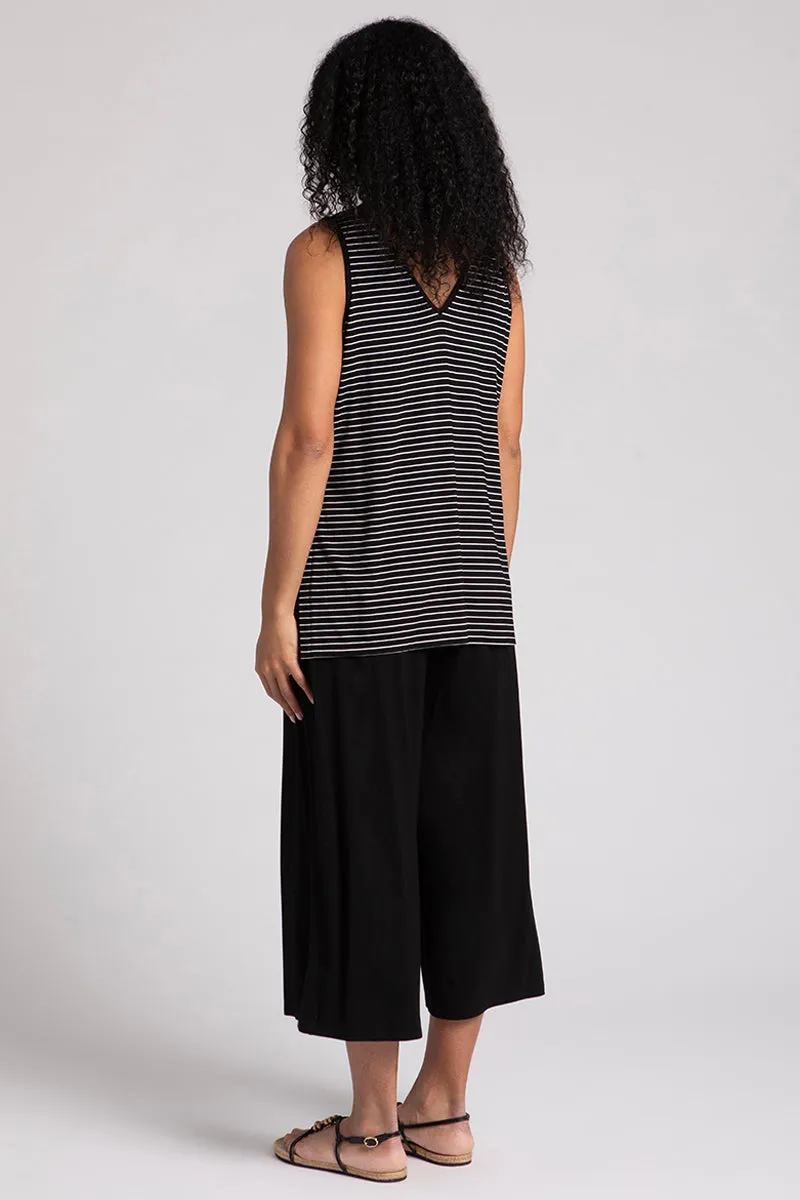 Bamboo Reversible Go To Tank | Blk/Wht Pinstripe