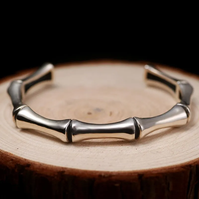 Bamboo Shape 925 Sterling Silver Handmade Vintage Fashion Bracelet