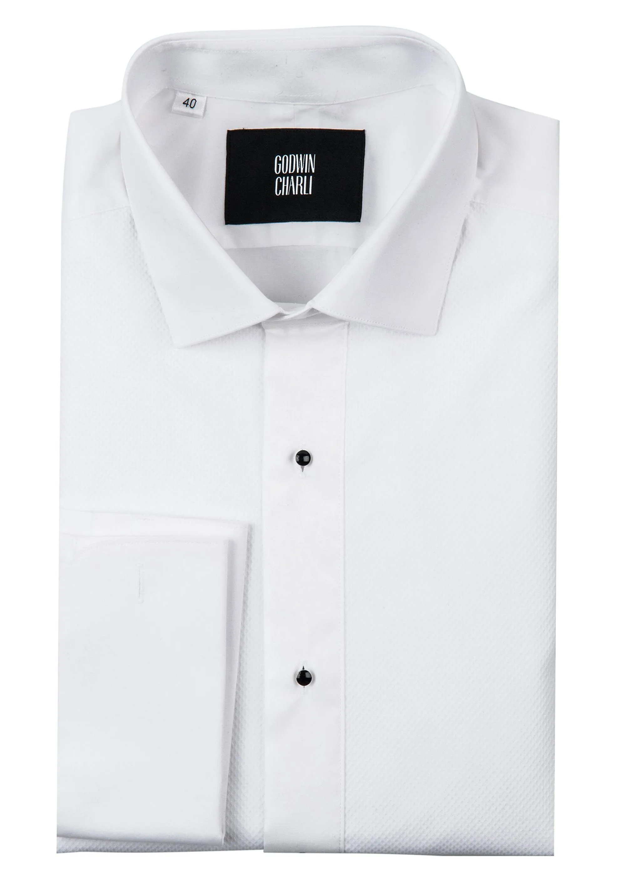 Bastien Dinner Shirt - White Poplin Cotton (Pique Bib Front)