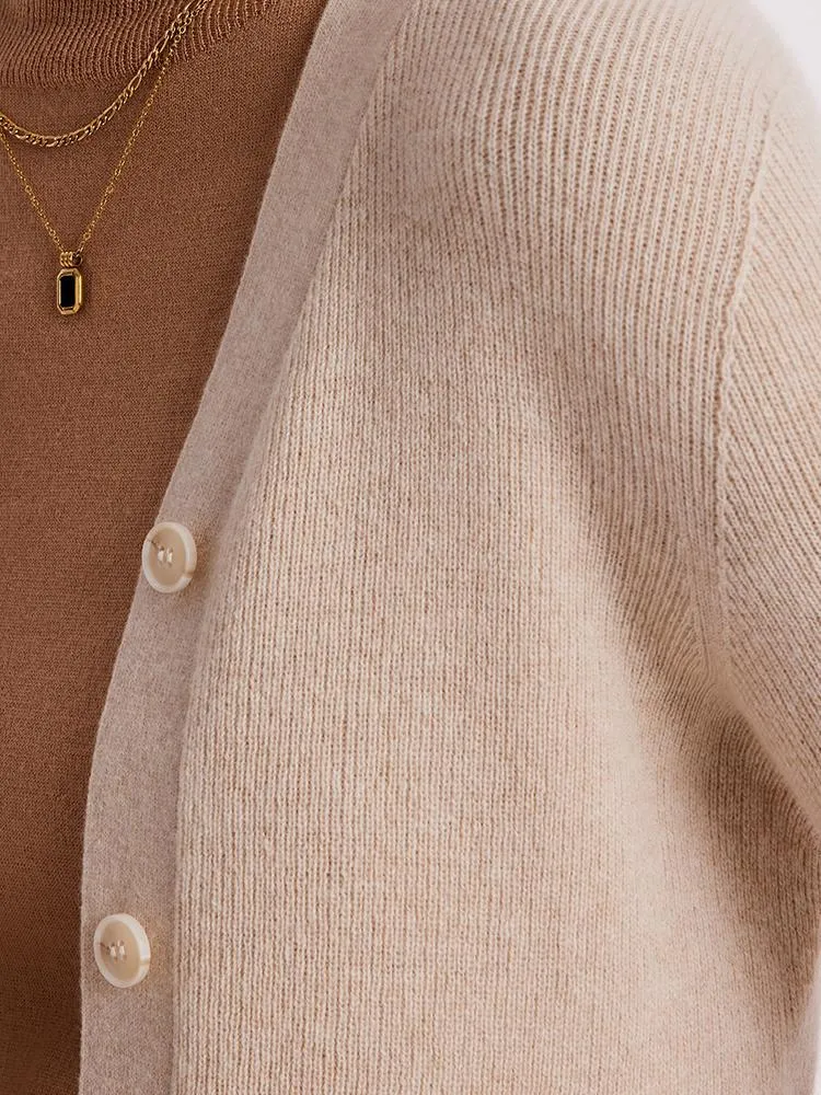 Beige Seamless Cashmere Lady Cardigan