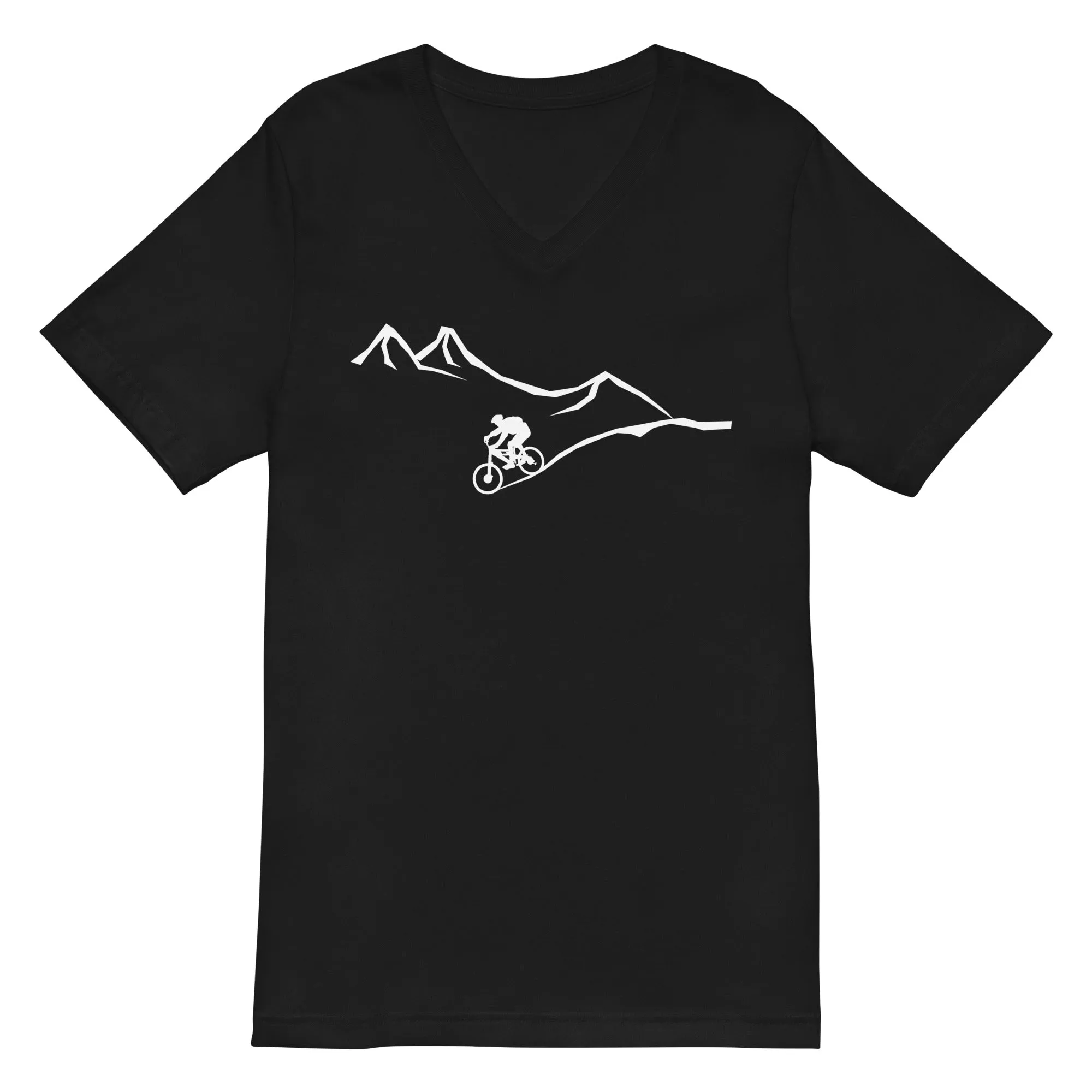 Berge - Kurve Linie - Radfahren -   - Unisex V-Neck Tee | Bella   Canvas 3005