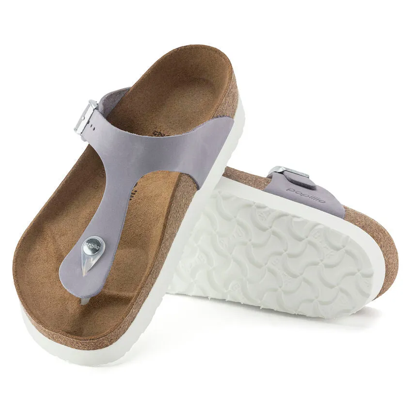 Birkenstock Women's Gizeh Platform Nubuck Leather (Purple Fog - Wide Fit)