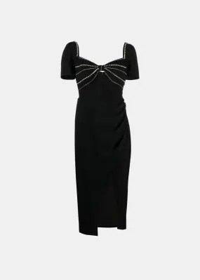 Black Diamante Bust Midi Dress