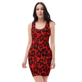 Black Hibiscus Red Sublimation Dress