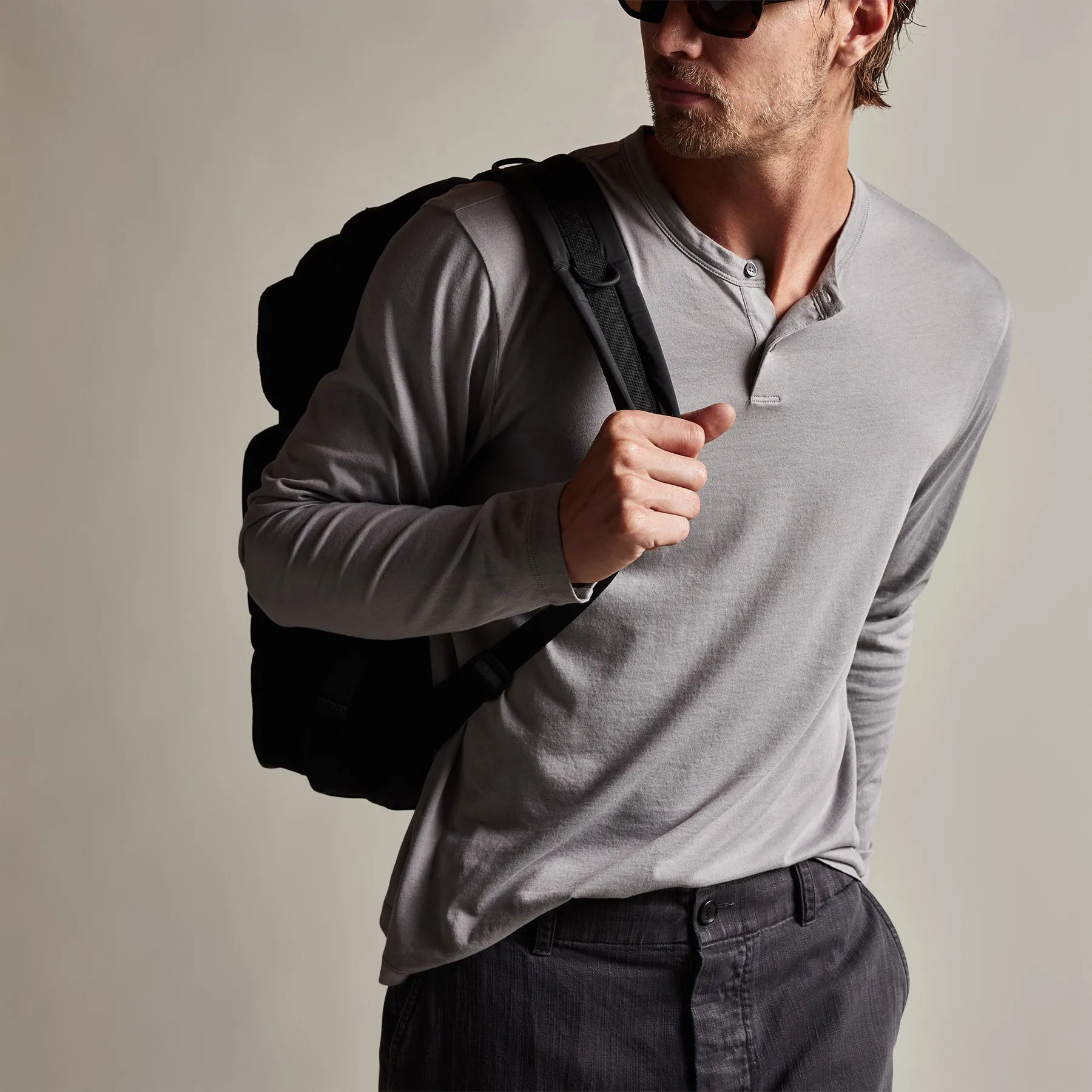 Brushed Lotus Henley - Silver Grey