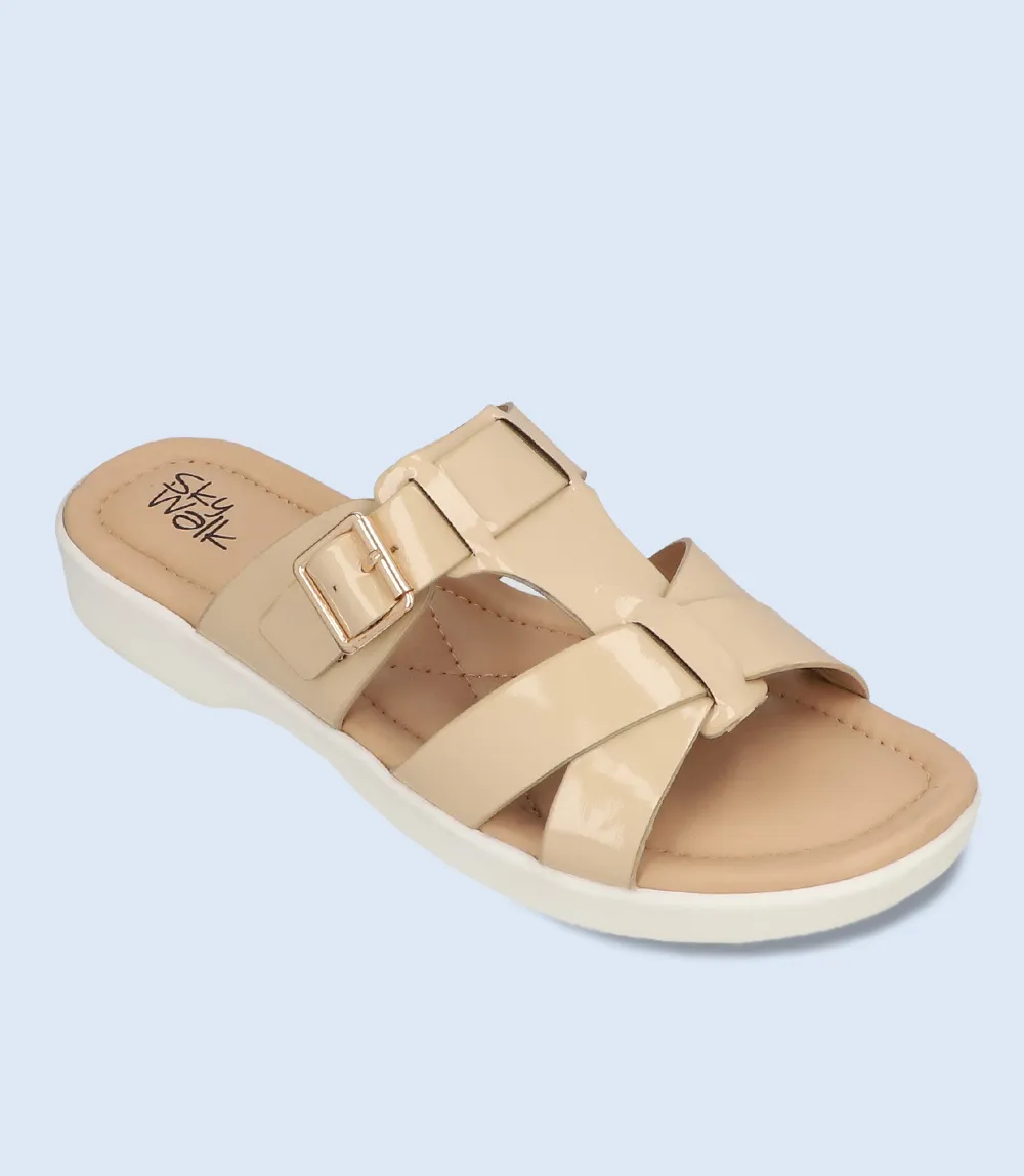 BW7541-BEIGE-Women Comfort Slipper