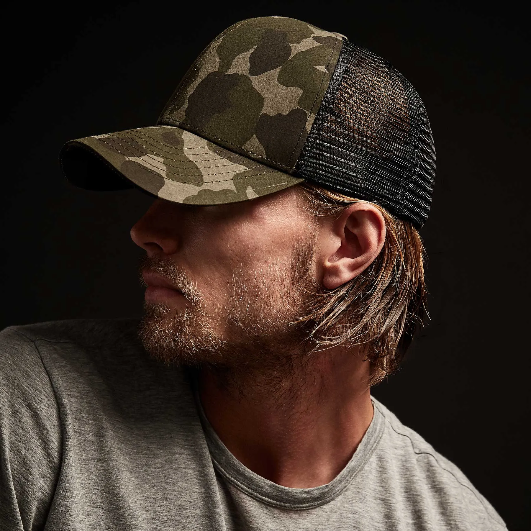 Camo Poplin Trucker Hat - Marjoram Pigment