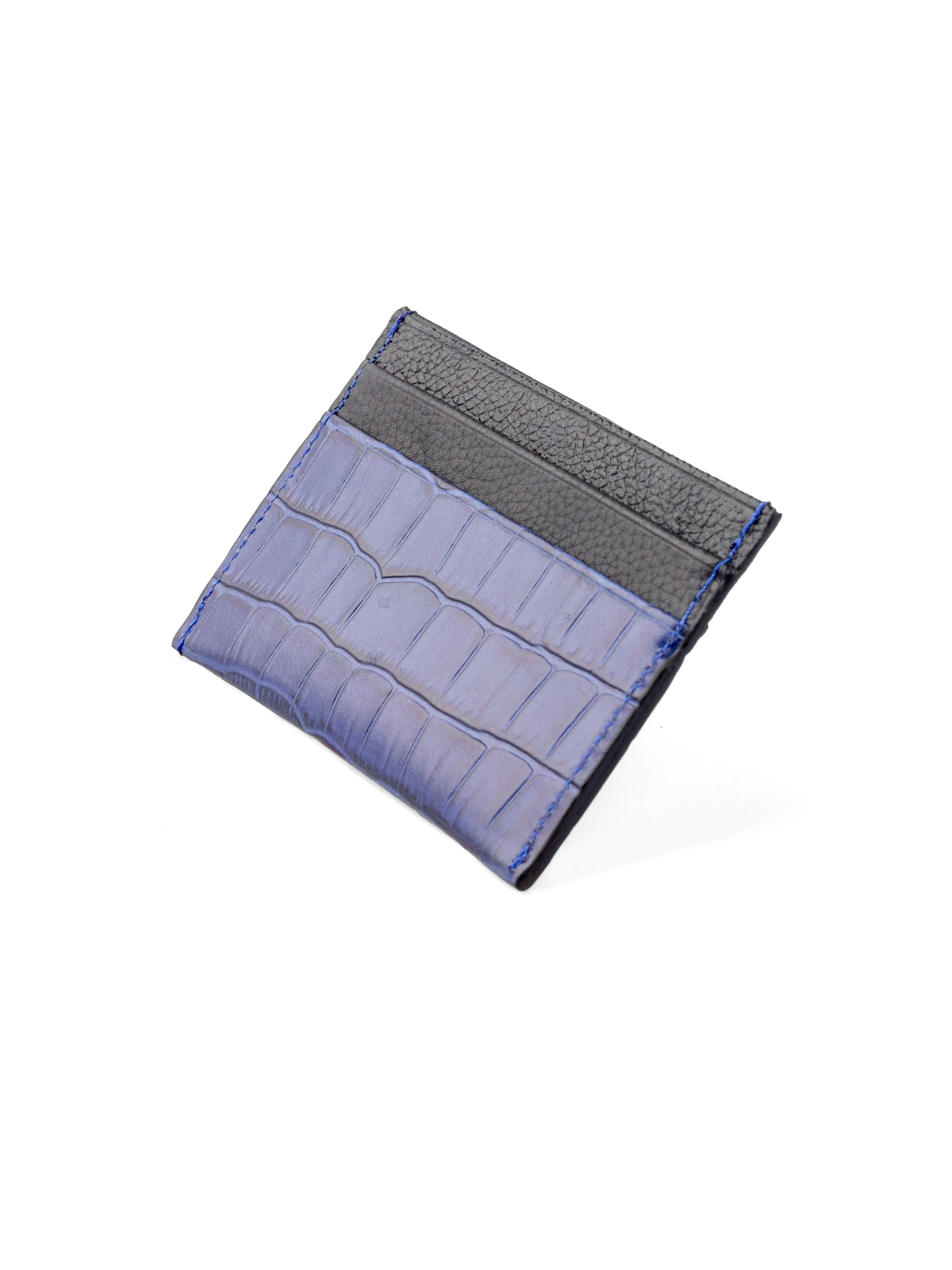 Card Holder - Royal Blue Matte Croco Leather