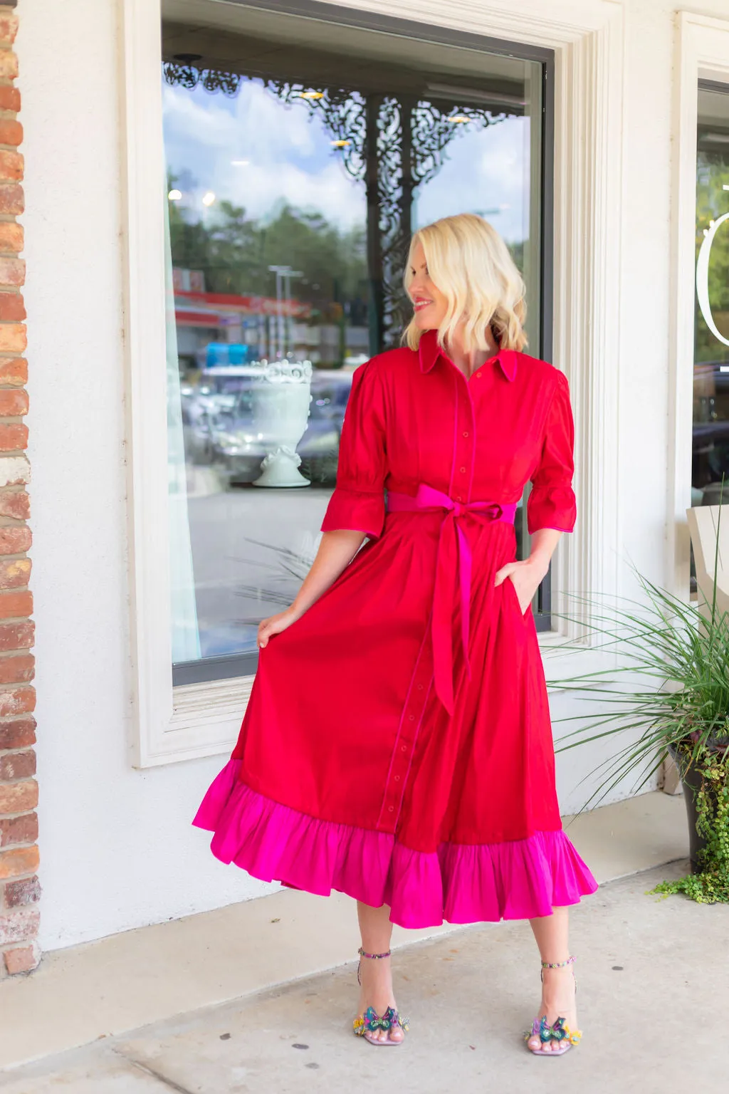 Carol Dress | Red/Fuchsia