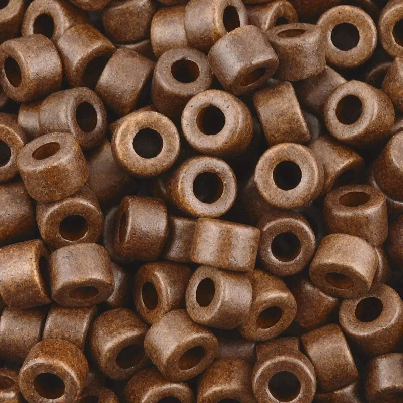 Ceramic Beads Wholesale-4x6mm Tube-Chocolate-Quantity 200