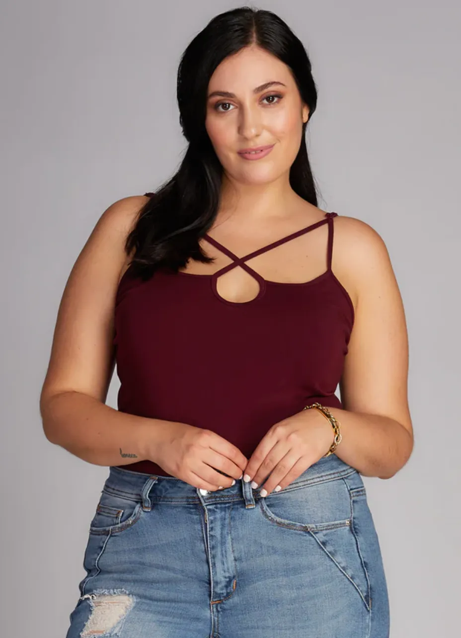 C'est Moi t-shirt, cross-front cami plus size