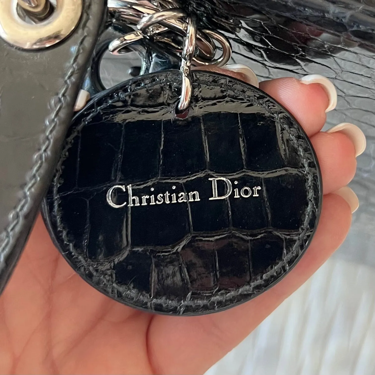 Christian Dior Lady Dior Crocodile Marquetry Large Bag