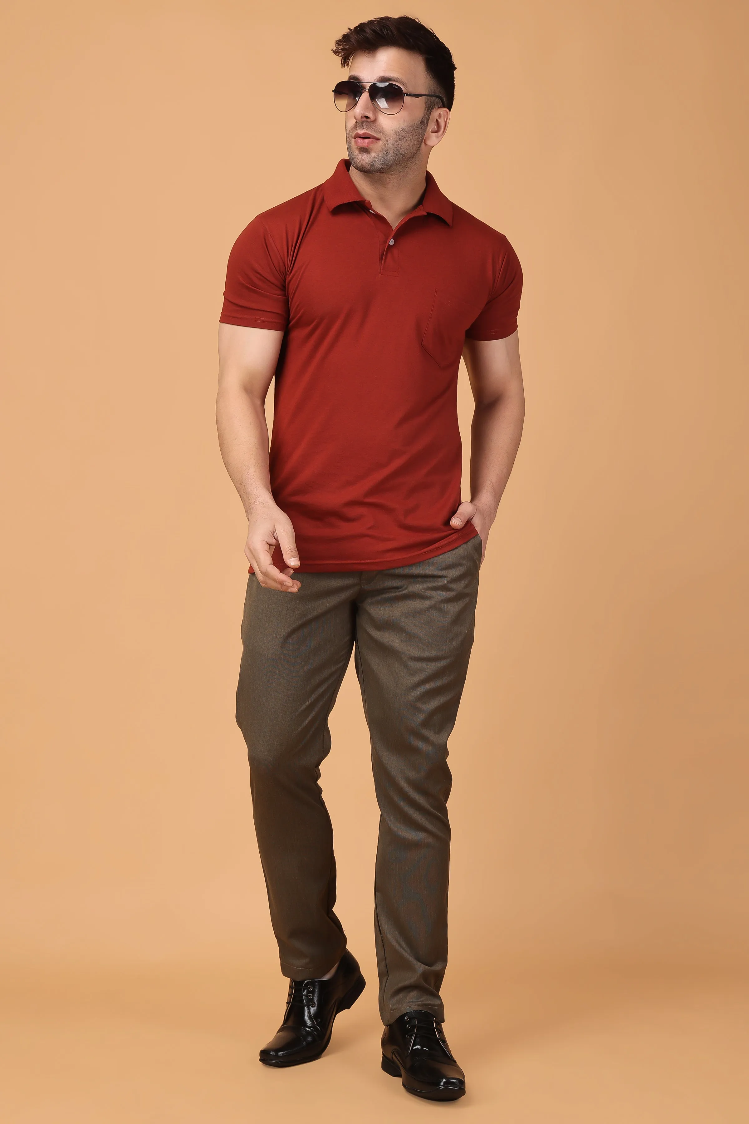 Cinnamon Textured Comfort Fit Trousers